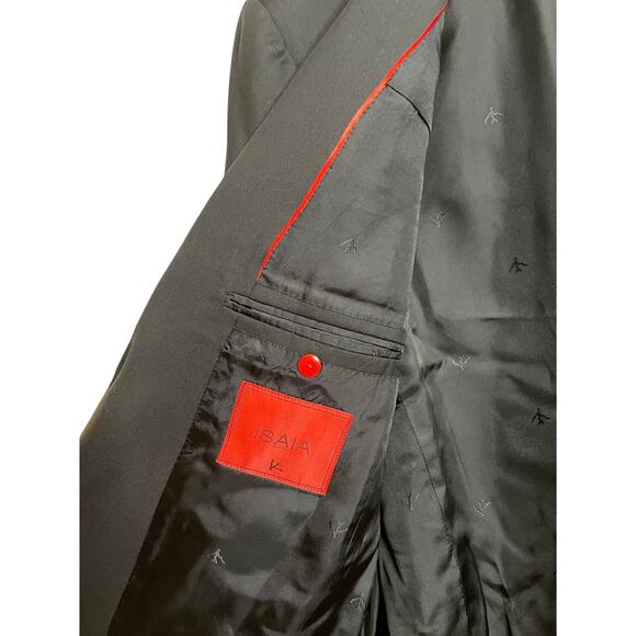Isaia Napoli Aquaspider 160's 100% Wool Jacket Sport Coat Black Mens 58R - Picture 6 of 13